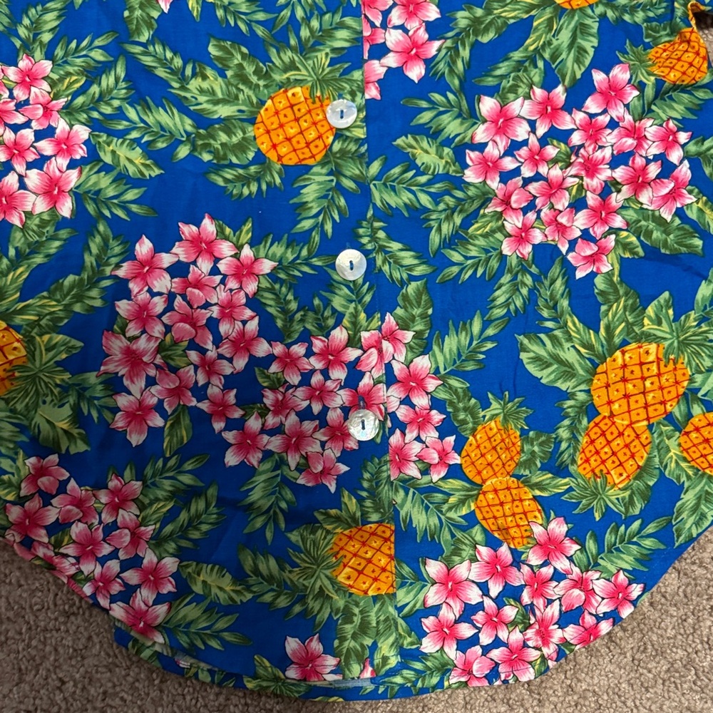 Impressions Tropical Blue Shirt with Pink and Orange Accents - Picture 4 of 4